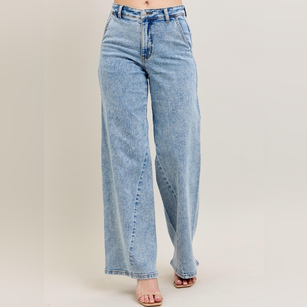 Judy Blue High-Rise Boyfriend Jeans Ultra Wide Leg Panel Relaxed 90s Denim Pants - Picture 11 of 16
